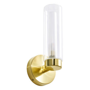 Spa Sparti Tubular Wall Light Clear Glass and Satin Brass - SPA-35843-SBRS