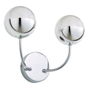 Spa Rhodes LED 2-Light Wall Light 10W Cool White Crackle Effect and Chrome - SPA-36301-CHR