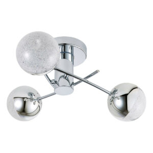 Spa Rhodes LED 3-Light Flush Ceiling Light 15W Cool White Crackle Effect and Chrome - SPA-36302-CHR