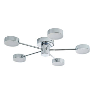 Spa Edessa LED 5-Light Flush Ceiling Light 25W Cool White Opal and Chrome - SPA-36311-CHR