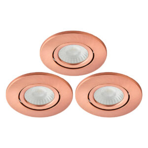 Spa Como LED Tiltable Fire Rated Downlight 5W Dimmable 3-Pack Cool White Antique Copper IP65 - SPA-38570-ACOP