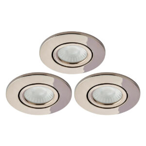 Spa Como LED Tiltable Fire Rated Downlight 5W Dimmable 3-Pack Cool White Brushed Chrome IP65 - SPA-38570-BCHR