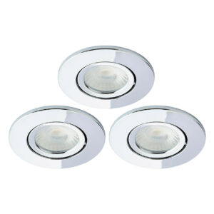 Spa Como LED Tiltable Fire Rated Downlight 5W Dimmable 3-Pack Cool White Chrome IP65 - SPA-38570-CHR