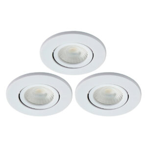 Spa Como LED Tiltable Fire Rated Downlight 5W Dimmable 3-Pack Cool White Matt White IP65 - SPA-38570-MWHT