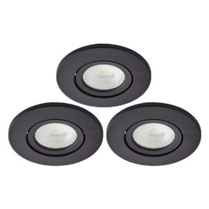 Spa Como LED Tiltable Fire Rated Downlight 5W Dimmable 3-Pack Cool White Satin Black IP65 - SPA-38570-SBLK