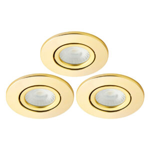 Spa Como LED Tiltable Fire Rated Downlight 5W Dimmable 3-Pack Cool White Satin Brass IP65 - SPA-38570-SBRS