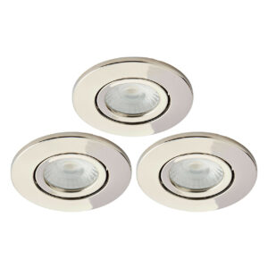 Spa Como LED Tiltable Fire Rated Downlight 5W Dimmable 3-Pack Cool White Satin Nickel IP65 - SPA-38570-SNIC