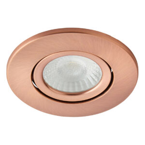 Spa Como LED Tiltable Fire Rated Downlight 5W Dimmable Cool White Antique Copper IP65 - SPA-38571-ACOP