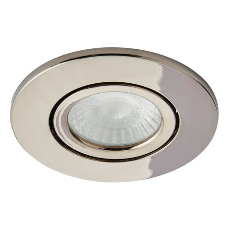 Spa Como LED Tiltable Fire Rated Downlight 5W Dimmable Cool White Brushed Chrome IP65 - SPA-38571-BCHR