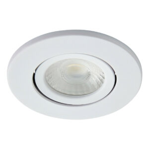 Spa Como LED Tiltable Fire Rated Downlight 5W Dimmable Cool White Matt White IP65 - SPA-38571-MWHT