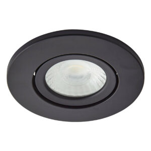 Spa Como LED Tiltable Fire Rated Downlight 5W Dimmable Cool White Satin Black IP65 - SPA-38571-SBLK