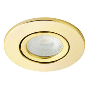 Spa Como LED Tiltable Fire Rated Downlight 5W Dimmable Cool White Satin Brass IP65 - SPA-38571-SBRS