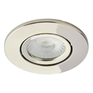 Spa Como LED Tiltable Fire Rated Downlight 5W Dimmable Cool White Satin Nickel IP65 - SPA-38571-SNIC