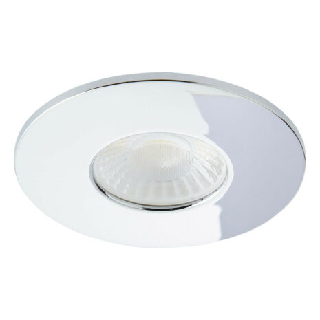 Spa Rhom LED Fire Rated Downlight 8W Dimmable IP65 Tri-Colour CCT Chrome - SPA-38572-CHR