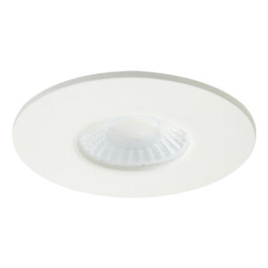 Spa Rhom LED Fire Rated Downlight 8W Dimmable IP65 Tri-Colour CCT Matt White - SPA-38572-MWHT