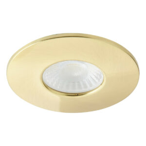 Spa Rhom LED Fire Rated Downlight 8W Dimmable IP65 Tri-Colour CCT Satin Brass - SPA-38572-SBRS