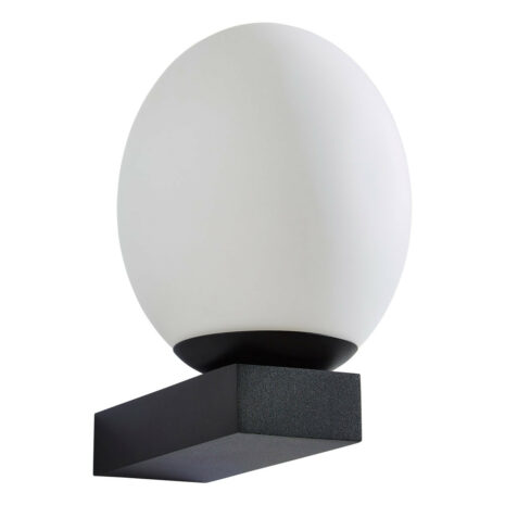 Spa Aglos LED Single Globe Wall Light 3W Cool White Opal Glass and Black - SPA-38573-TBLK