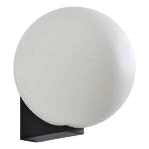 Spa Thiva Single Globe Wall Light Opal Glass and Matt Black - SPA-38576-TBLK