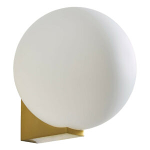 Spa Thiva Single Globe Wall Light Opal Glass and Satin Brass - SPA-38576-SBRS