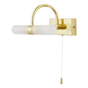 Spa Corvus 2-Light Picture/Mirror Light with Pull Switch Opal Glass and Satin Brass - SPA-6888.014-SBRS