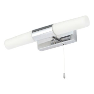 Spa Aries 2-Light Wall Light with Pull Switch Opal Glass and Chrome - SPA-PR-12744