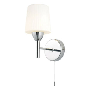 Spa Aquarius Wall Light with Pull Switch Opal Glass and Chrome - SPA-PR-17146