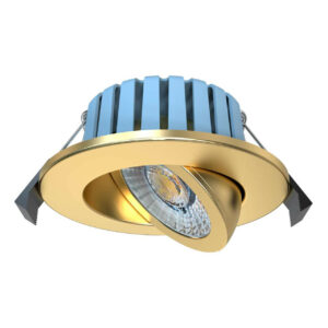 Spa EDEN LED Tiltable Fire Rated Downlight 7W Dimmable Tri-Colour CCT 60° Satin brass - SPA-41111-SBRS