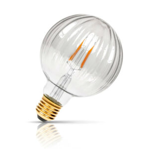 Prolite Globe LED Light Bulb Dimmable Ribbed E27 4W Extra Warm White Clear - PUM/LEDFIL/4WESCD