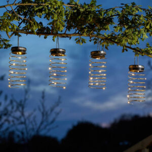 Smart Solar LED Lantern 6.5cm Spring SPIRALIGHT Hanging Warm White 6-Pack Silver - 1080823MO