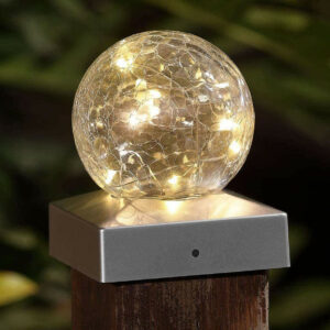 Solalite LED Solar Crackle Ball Deck Cap Light Warm White (2 Pack) - 36142sl