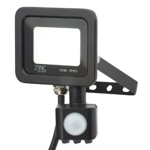 Zink RYE LED PIR Slimline Floodlight 10W Daylight 180° Black - ZN-34359-BLK