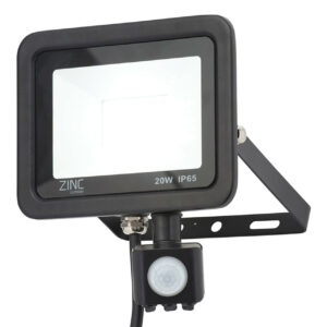 Zink RYE LED PIR Slimline Floodlight 20W Daylight 180° Black - ZN-34360-BLK