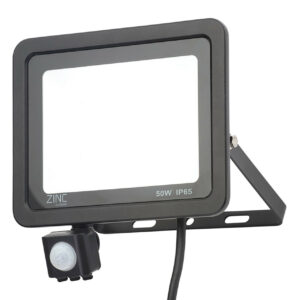 Zink RYE LED PIR Slimline Floodlight 50W Daylight 180° Black - ZN-34362-BLK