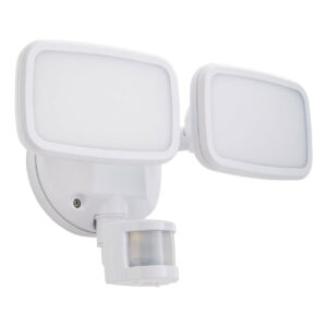 Zink LYNN LED PIR Twin Security Spotlight 20W Cool White in White - ZN-35688-WHT