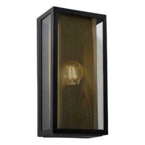 Zink CUBA Outdoor Box Lantern with Mesh Insert Black and Brass - ZN-40002-BLK