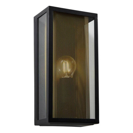 Zink CUBA Outdoor Box Lantern with Mesh Insert Black and Brass - ZN-40002-BLK