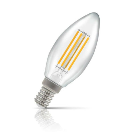 Crompton Candle LED Light Bulb E14 6.5W (60W Eqv) Warm White Filament Clear - 12783