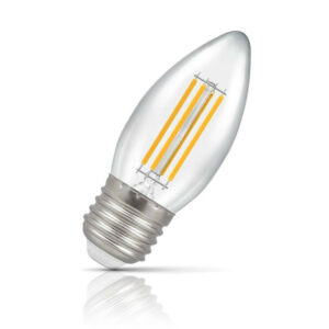 Crompton Candle LED Light Bulb E27 6.5W (60W Eqv) Warm White Filament Clear - 12776