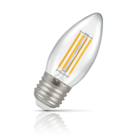 Crompton Candle LED Light Bulb E27 6.5W (60W Eqv) Warm White Filament Clear - 12776