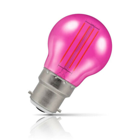 Crompton Golfball LED Light Bulb B22 4.5W (25W Eqv) Pink IP65 Harlequin - 13872