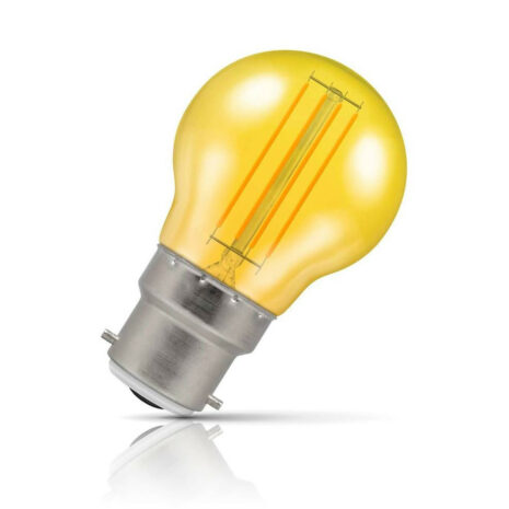 Crompton Golfball LED Light Bulb B22 4.5W (25W Eqv) Yellow IP65 Harlequin - 13957