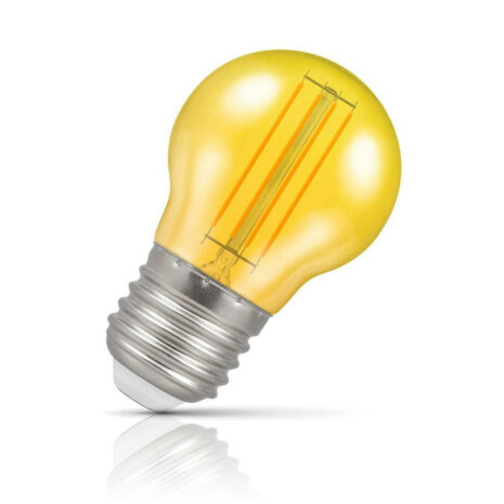 Crompton Golfball LED Light Bulb E27 4.5W (25W Eqv) Yellow IP65 Harlequin - 13964