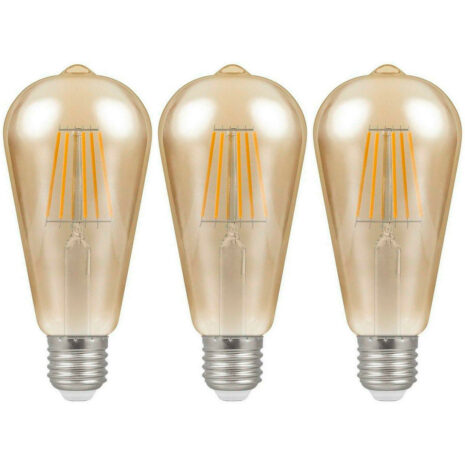 Crompton ST64 LED Light Bulb E27 7.5W (50W Eqv) Warm White 3-Pack Vintage - 4252