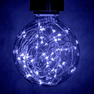 Prolite Globe LED Light Bulb G95 B22 1.7W Blue Star Effect Funky Filaments - G95/LED/STAR/BLUE/BC