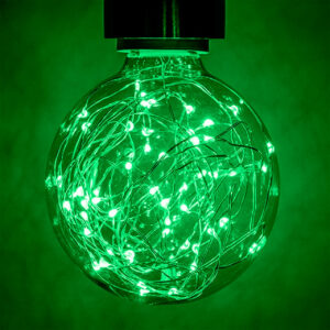 Prolite Globe LED Light Bulb G95 B22 1.7W Green Star Effect Funky Filaments - G95/LED/STAR/GREEN/BC