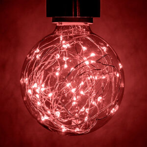 Prolite Globe LED Light Bulb G95 B22 1.7W Red Star Effect Funky Filaments - G95/LED/STAR/RED/BC