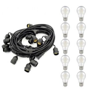 Festoon Light Premium 5m Connectible Outdoor E27 White with 10x LED GLS Light Bulbs - X6096