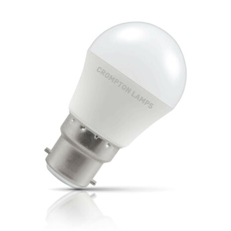 Crompton Golfball LED Light Bulb B22 5.5W (40W Eqv) Daylight Opal - 11564