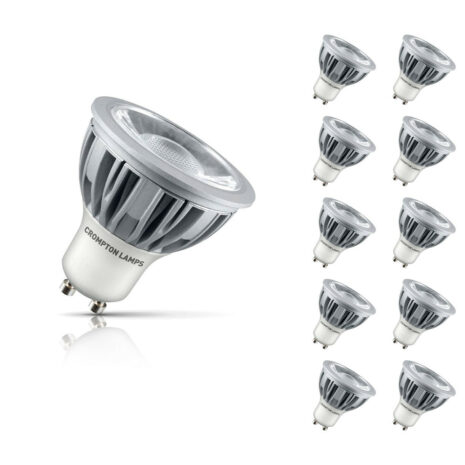 Crompton GU10 Spotlight LED Bulb Dimmable 5W (50W Eqv) Warm White 45° 10-Pack - LGU105WWCOB-DIM