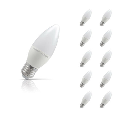 Crompton Candle LED Light Bulb E27 5.5W (40W Eqv) Warm White 10-Pack Opal - 11311